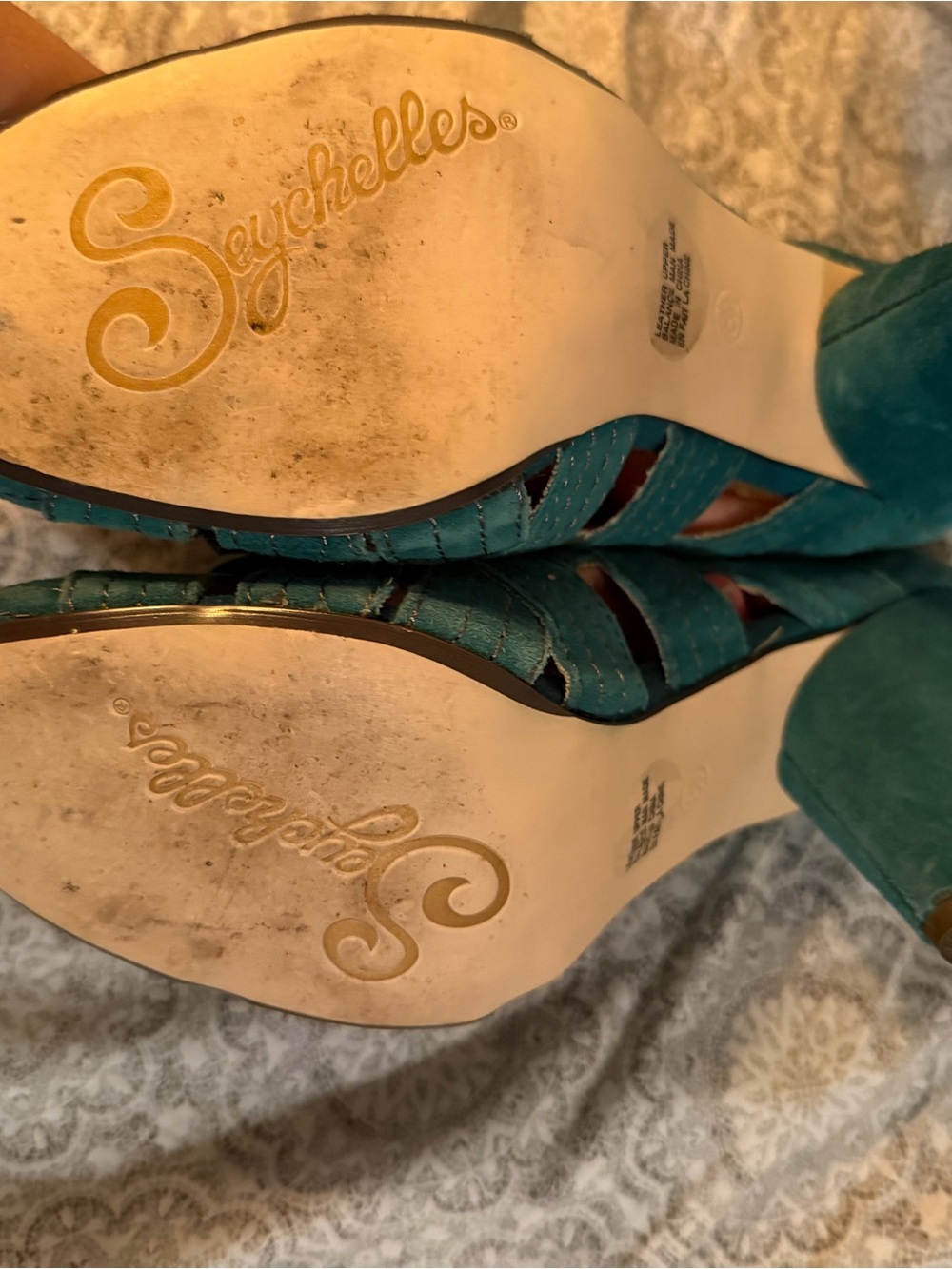 Teal Suede Cutout Block Heel Pumps Seychelles - Picture 4 of 7